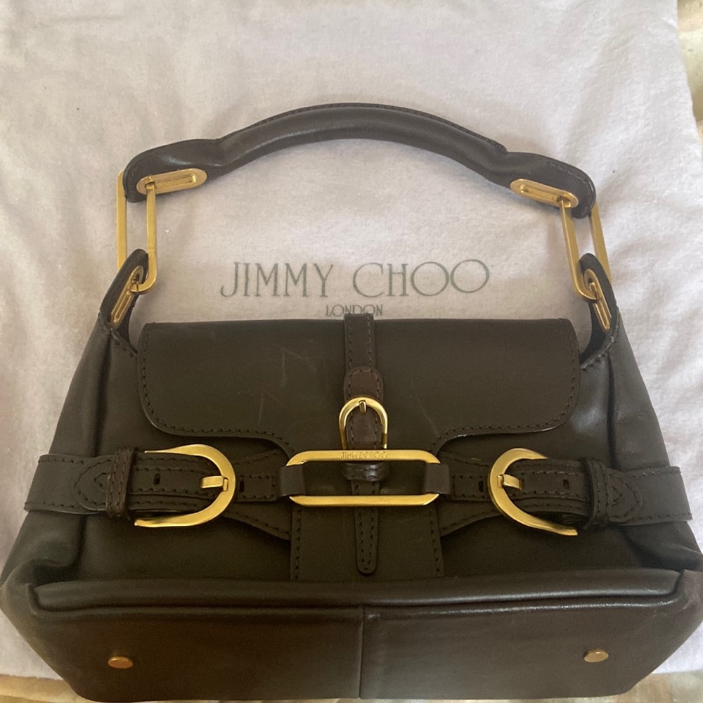 JIMMY CHOO Tulita Brown Leather Handbag